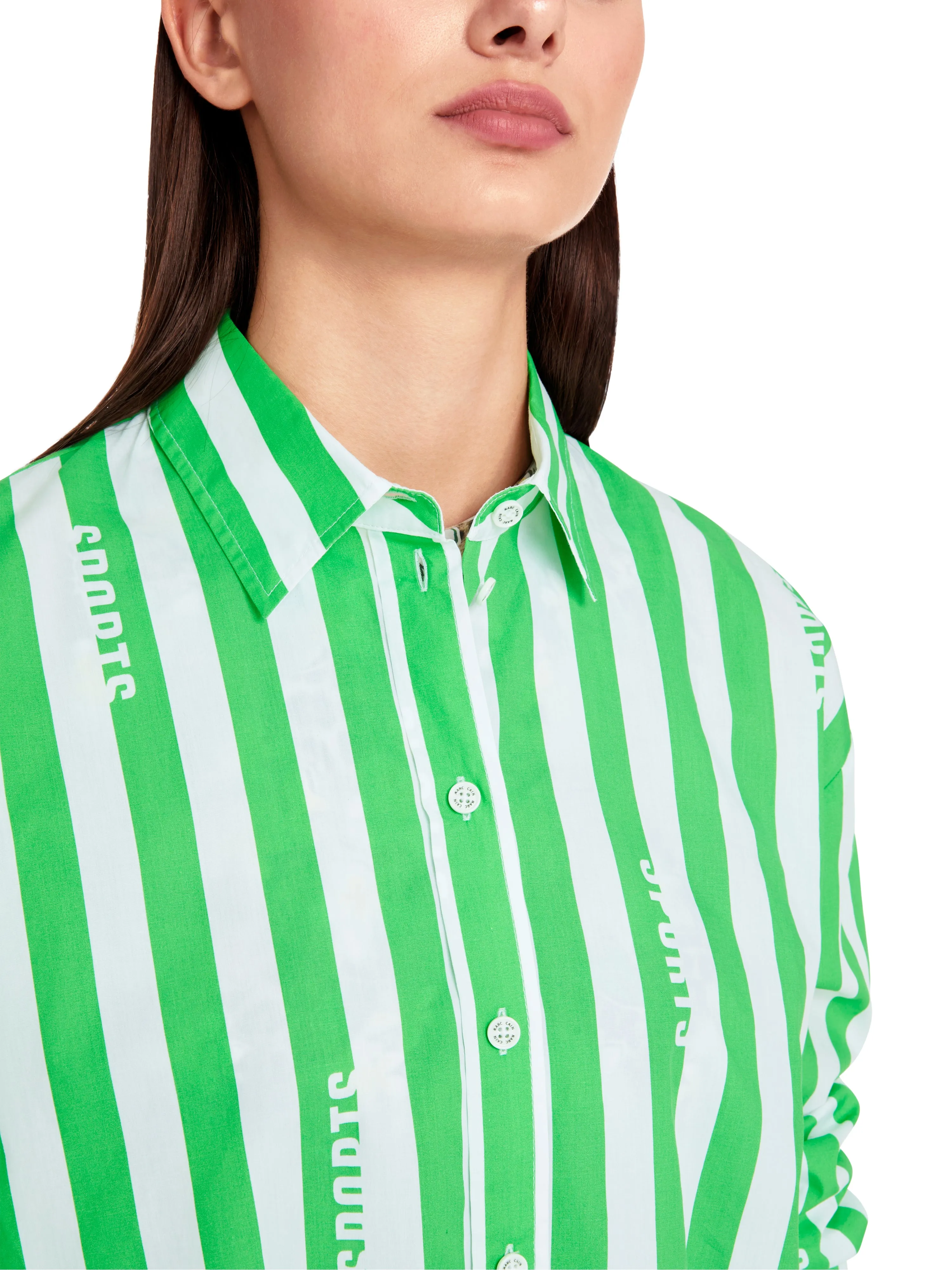 MARC CAIN Green & White Striped Shirt