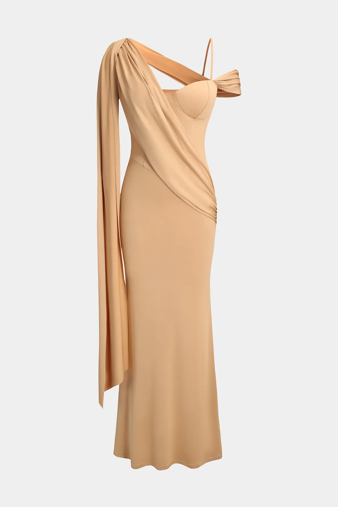 Ruched Bustier Slip Maxi Elbise