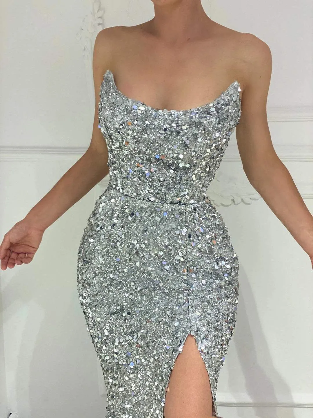 Sparkly Silver Evening Dress