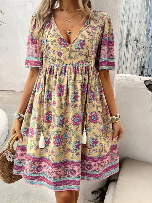 Sundress Women's Floral Boho Dress with Empire Waist