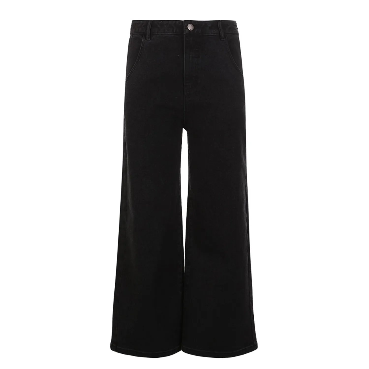Women's Autumn Wide Leg Cropped Jeans With High Waist