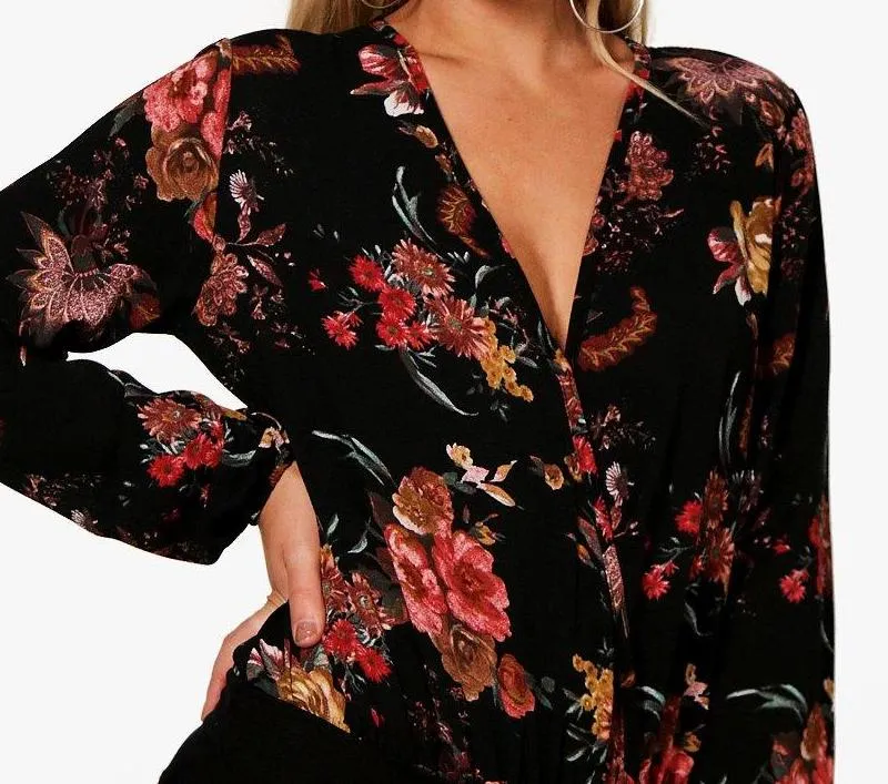 Wrap Over Printed Bodysuit