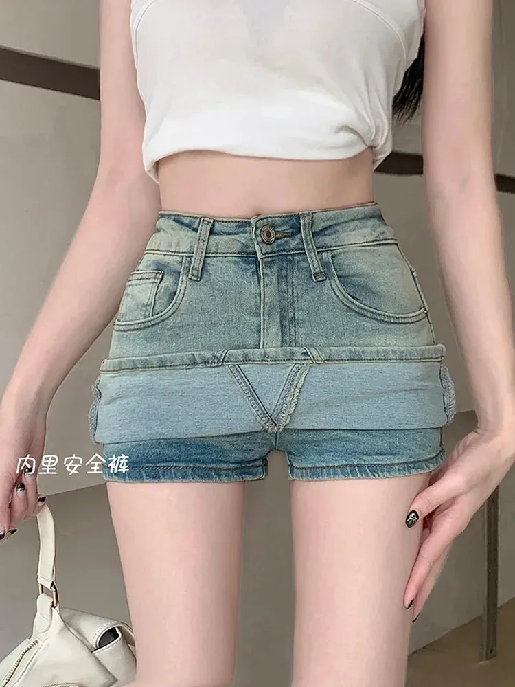 Y2K Vintage Bodycon High Waist Washed Jeans Skirt